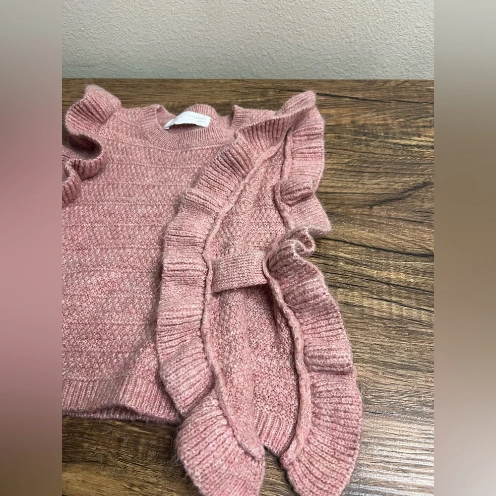 Zara Girls Ruffled Knitwear Bib Pink Layering Accessory One Size